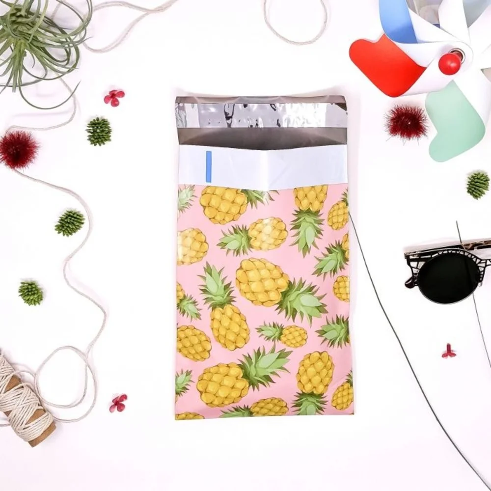 Pineapple Print Pink Shipping Polymailers 6×9 15pk